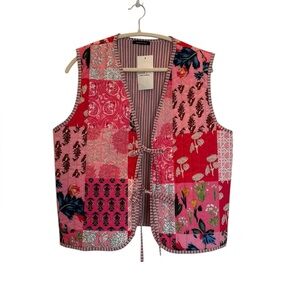 NEW LORIANE Collection Multi-Colored Quilted Vest Y2K Colorful One Size